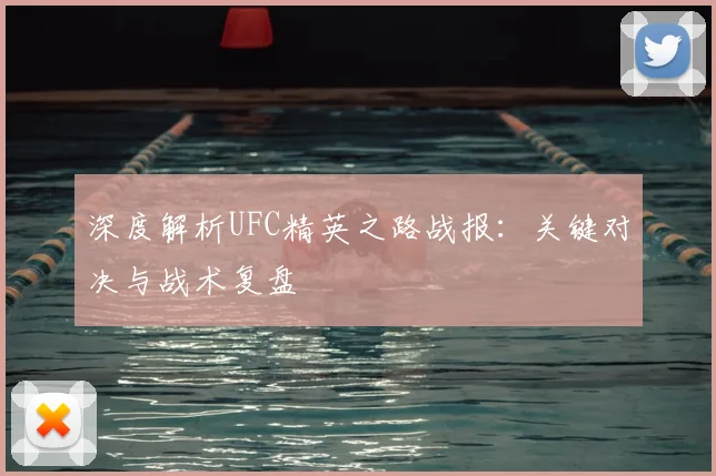 深度解析UFC精英之路战报：关键对决与战术复盘